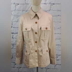 Brooks Brothers Women's Cargo Safari Jacket Stretch Cotton HQ Beige Size 10 US